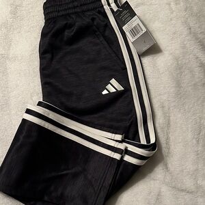 Adidas Kids Black Joggers with White Stripes